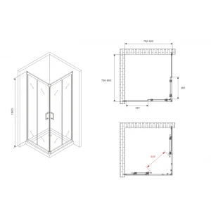 Душевой уголок Abber Schwarzer Diamant 80х80 AG020805